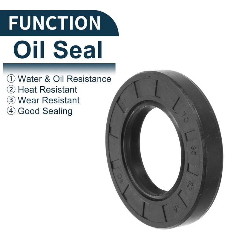 TUCKBOLD Universal Oil Seal TC Double Lip W Steel Spring Seal Ring Rotary Shaft Seal 35x62x10mm High Pressure NBR Rubber Black 5 Pcs - Image 3